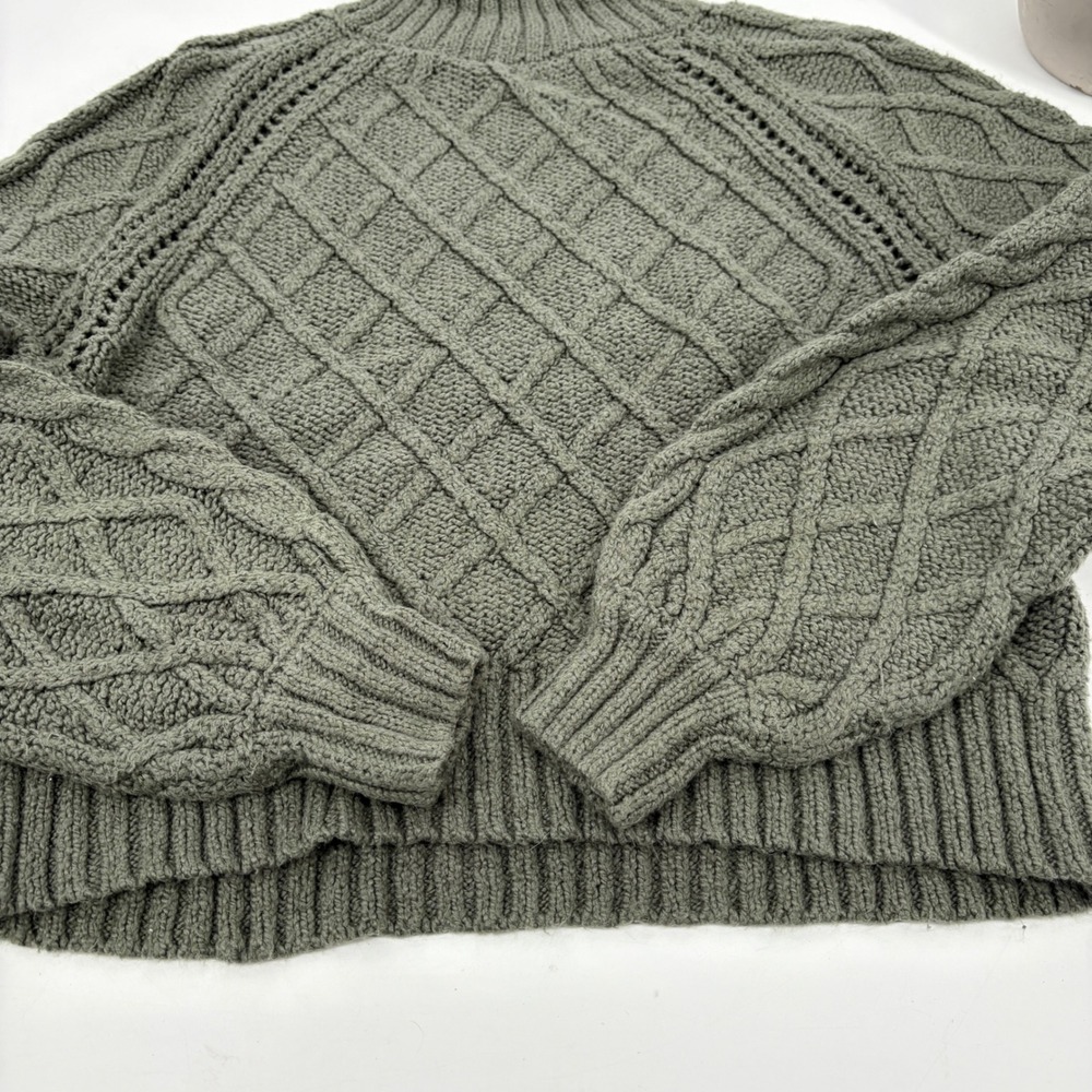 American‎ Eagle Small mock neck cable knit chunky sweater Cropped Green - Picture 6 of 16